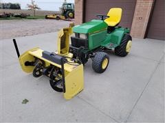 1994 John Deere 445 Garden Tractor W/Snowblower & Broom Attachments 