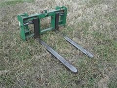 John Deere 48" Pallet Forks W/ Bale Spear Receivers 