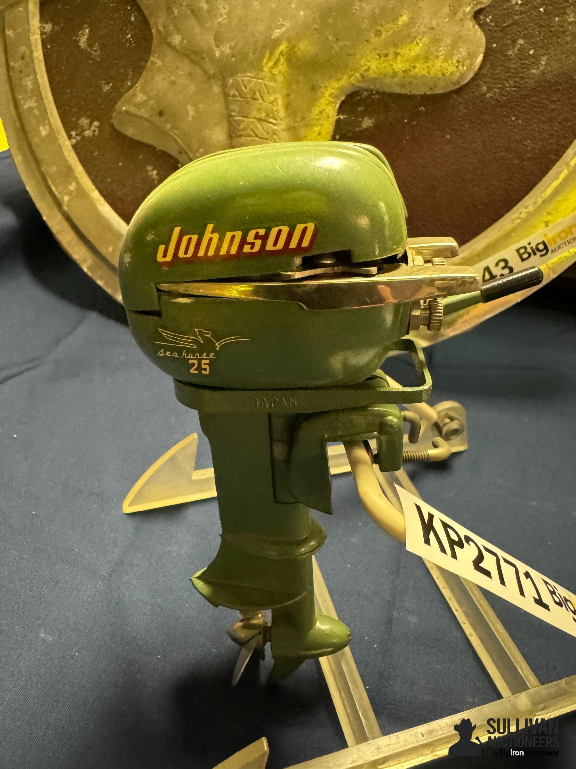 Johnson Vintage Scale Model 25 Hp Outboard Motor On Stand 