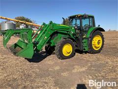 2017 John Deere 6145M MFWD Tractor W/640R Grapple Loader 