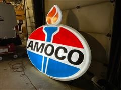 Amoco 100" Oval Vintage Gas Station Sign W/ Light Kit 