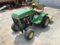 John Deere 317 Garden Tractor W/Rototiller Mower Deck And Snowblower 