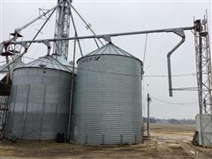 2 Grain Bins & Hutchinson Grain Pump Loop W/Control 