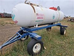 1000-Gallon Anhydrous Ammonia Tank On Running Gear 