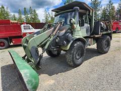 1990 Freightliner Unimog FLU419-10 4x4 Military Industrial Truck W/Front Loader W/Snowplow & Backhoe 