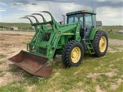 1997 John Deere 7210 MFWD Tractor W/Grapple Loader 