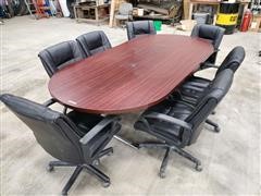 Conference Table W/7 Adjustable Office Chairs 