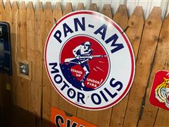 Pan-am Metal Oil Round Sign 