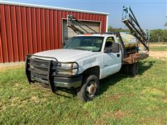 2003 Chevrolet Silverado 3500 4x4 Flatbed Pickup W/Skid Sprayer 