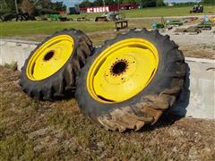 Goodyear 15.5-38 Traction Lug Tires On 9-Lug Steel Wheels 