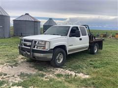 2003 Chevrolet Silverado K2500 4x4 Extended Cab Flatbed Pickup W/Bale Bed 