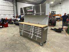 2022 TMG WBC72S 72" 15-Drawer Stainless Steel Rolling Workbench 