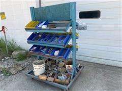 Shop Mobile Storage Cart W/ Bolts & Misc Parts 