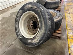 Michelin 445/50R22.5 Wide Base Tires On Aluminum Rims 