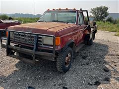 1989 Ford F350 4x4 Flatbed Pickup W/Bale Bed 