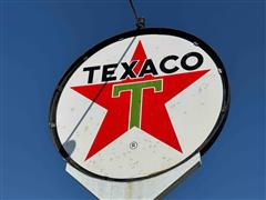 Texaco Double Sided Porcelain Sign On Pole 