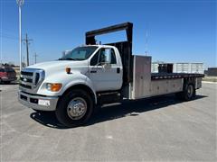 2008 Ford F750 XLT Super Duty S/A Flatbed Truck 
