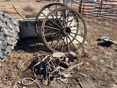 Antique Wagon Wheels & Tack/Saddle 