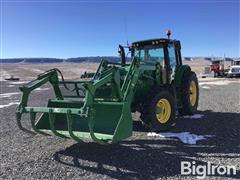 2014 John Deere 6115M MFWD Tractor W/Grapple Loader 