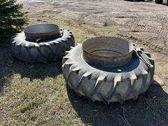 20.8-38 Tractor Dual Tires & Clam Rims 