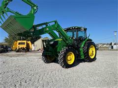 2017 John Deere 6155R MFWD Tractor W/Grapple Loader 