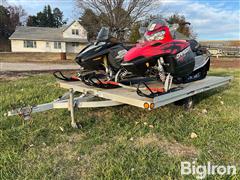 2010 Polaris Dragon 800 Snowmobile & Ski-Doo Summit 800 Snowmobile W/ Triton 10’ Aluminum Tilt-Bed Trailer 