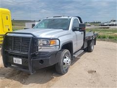 2015 GMC K3500 HD 4x4 Flatbed Pickup W/Bale Bed 