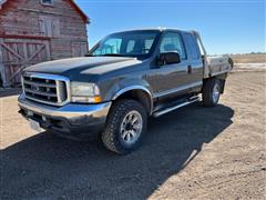 2002 Ford F250 Super Duty Lariat 4x4 Extended Cab Flatbed Pickup 