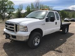 2005 Ford F250 4x4 Extended Cab Flatbed Pickup 
