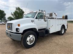 1999 Chevrolet C6500 S/A Service Truck W/Auto Crane & Compressor 