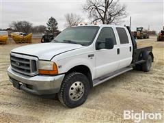 1999 Ford F350 Super Duty 4x4 Crew Cab Flatbed Pickup 