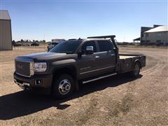 2015 GMC Sierra 3500 HD Denali 4x4 Crew Cab Flatbed Pickup 