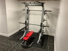 Torque Fitness X-Gym Squat/Weight Rack W/ Barbells, Plates, & Bench 