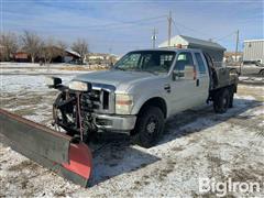 2008 Ford F350 XLT Super Duty 4x4 Extended Cab Flatbed Pickup W/Snow Plow 