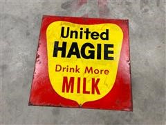 United Hagie Drink More Milk Vintage Metal Sign 