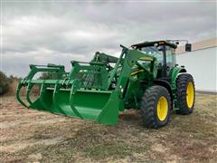 2009 John Deere 7630 MFWD Tractor W/Grapple Loader 