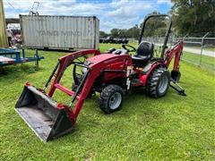 2015 Mahindra MAX26H MFWD Tractor W/Loader, Backhoe & Belly Mower 