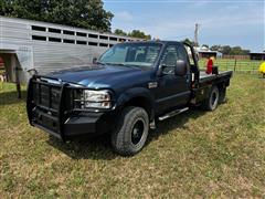 2007 Ford F350 XLT Super Duty 4x4 Flatbed Pickup W/DewEze Bale Bed 