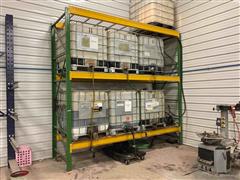 3 Layer Oil Rack W/containers, Change Waste, Pit Cart & Pump 