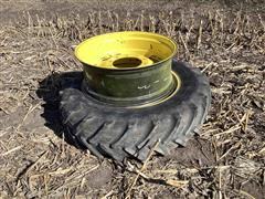 John Deere 380/85R34 Front Dual Tractor Tire & Rims 