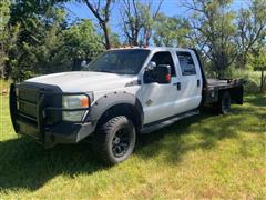 2011 Ford F350 Super Duty 4x4 Crew Cab Flatbed Pickup W/Bale Bed 