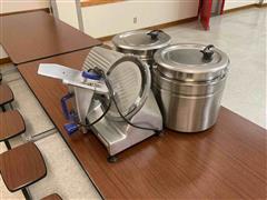 2013 General GSE 110 Stainless Steel Meat Slicer & Soup Warmers 