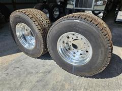 Michelin 455/55R22.5 Truck Drive Tires On Alcoa Wheels 