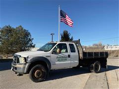 2006 Ford F450 XLT Super Duty DRW 4x4 Extended Cab Flatbed Truck W/4-Door Cab 