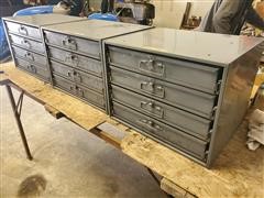 Durham Cabinets W/Sliding Drawer Bins & Shop Supplies 