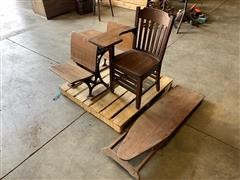 Vintage School Desks/Chairs & Ironing Board 