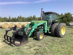 1988 John Deere 4450 2WD Tractor w/ Loader & Grapple Bucket 