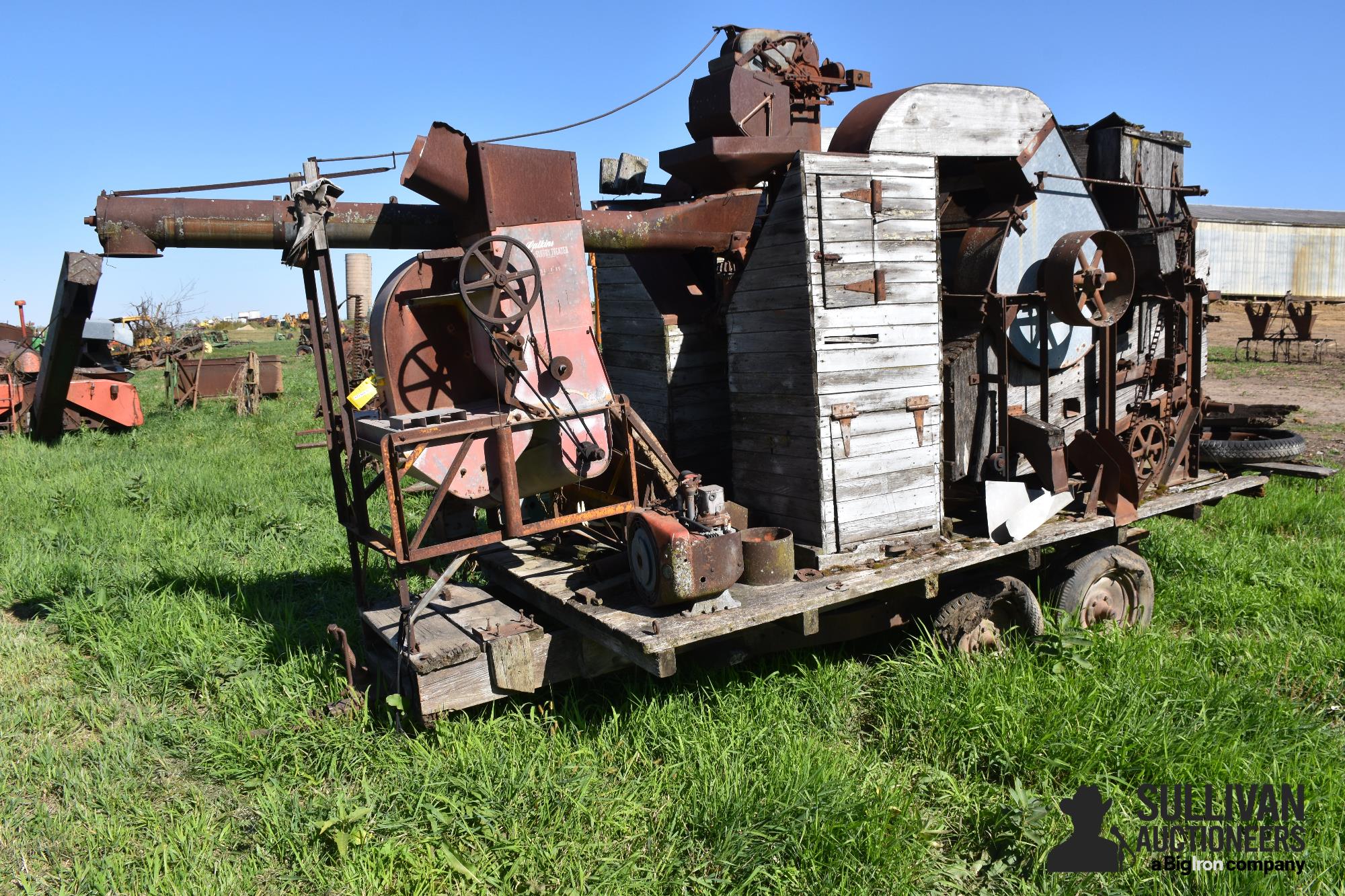 Antique Corn Sheller On Trailer 