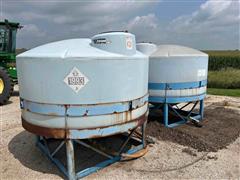 1400-Gallon Poly Cone Tanks W/Stands 