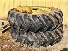 Goodyear 18.4-38 Tires & Rims W/ Hubs 